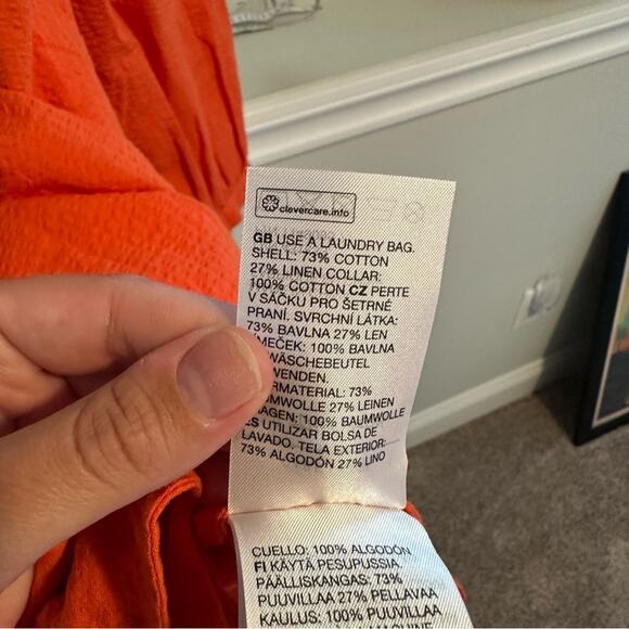 Sindiso Khumalo x & other Stories Orange Textured Peter Pan Collar Mini Dress 10 - Picture 9 of 16